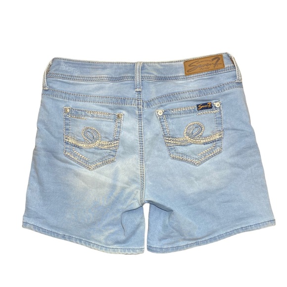 Seven 7 Powell Blue Denim Shorts Size 4 Womens - Picture 2 of 5